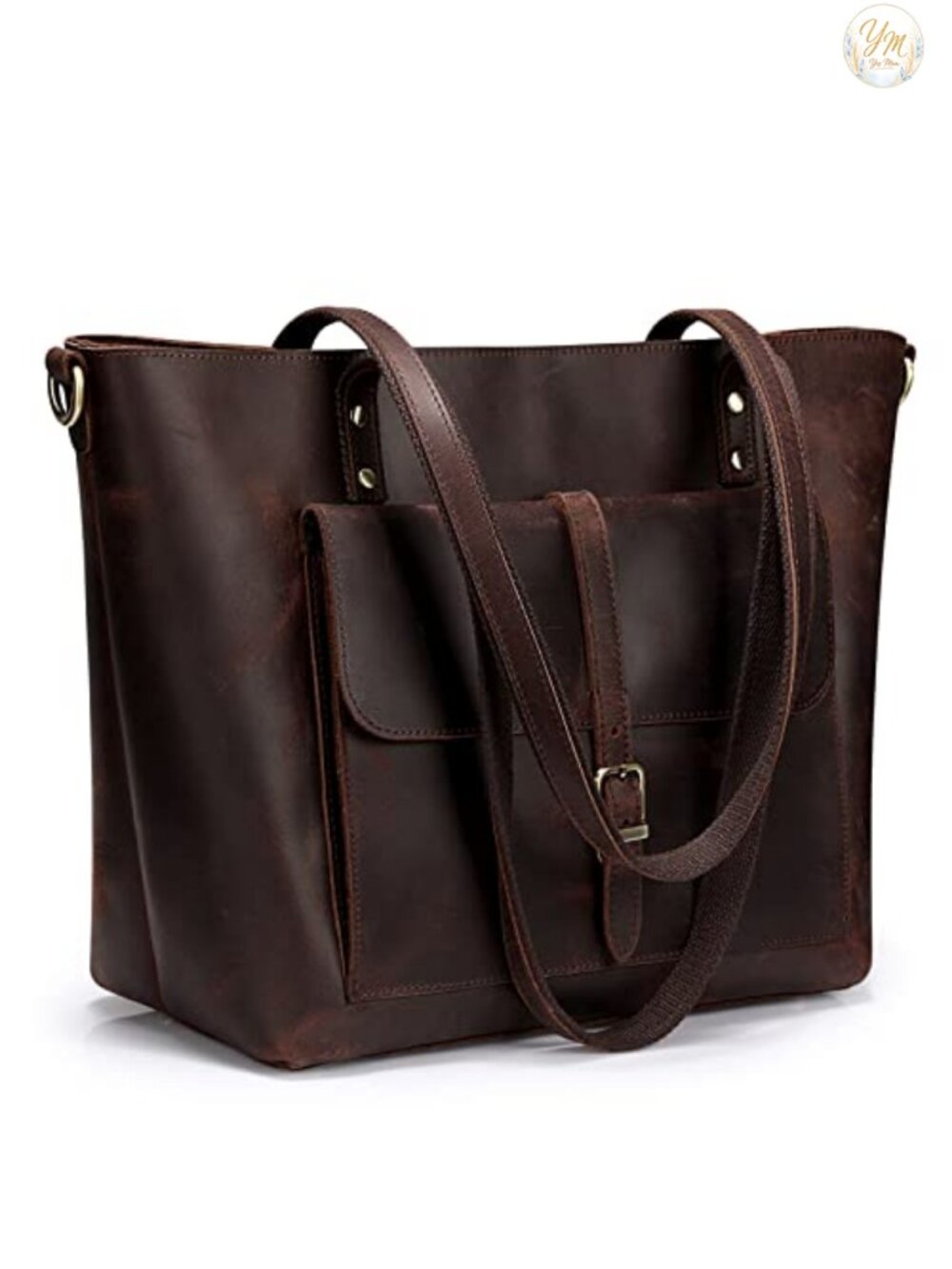 Genuine Leather Tote Bag Large Vintage Shoulder Purse Work Laptop